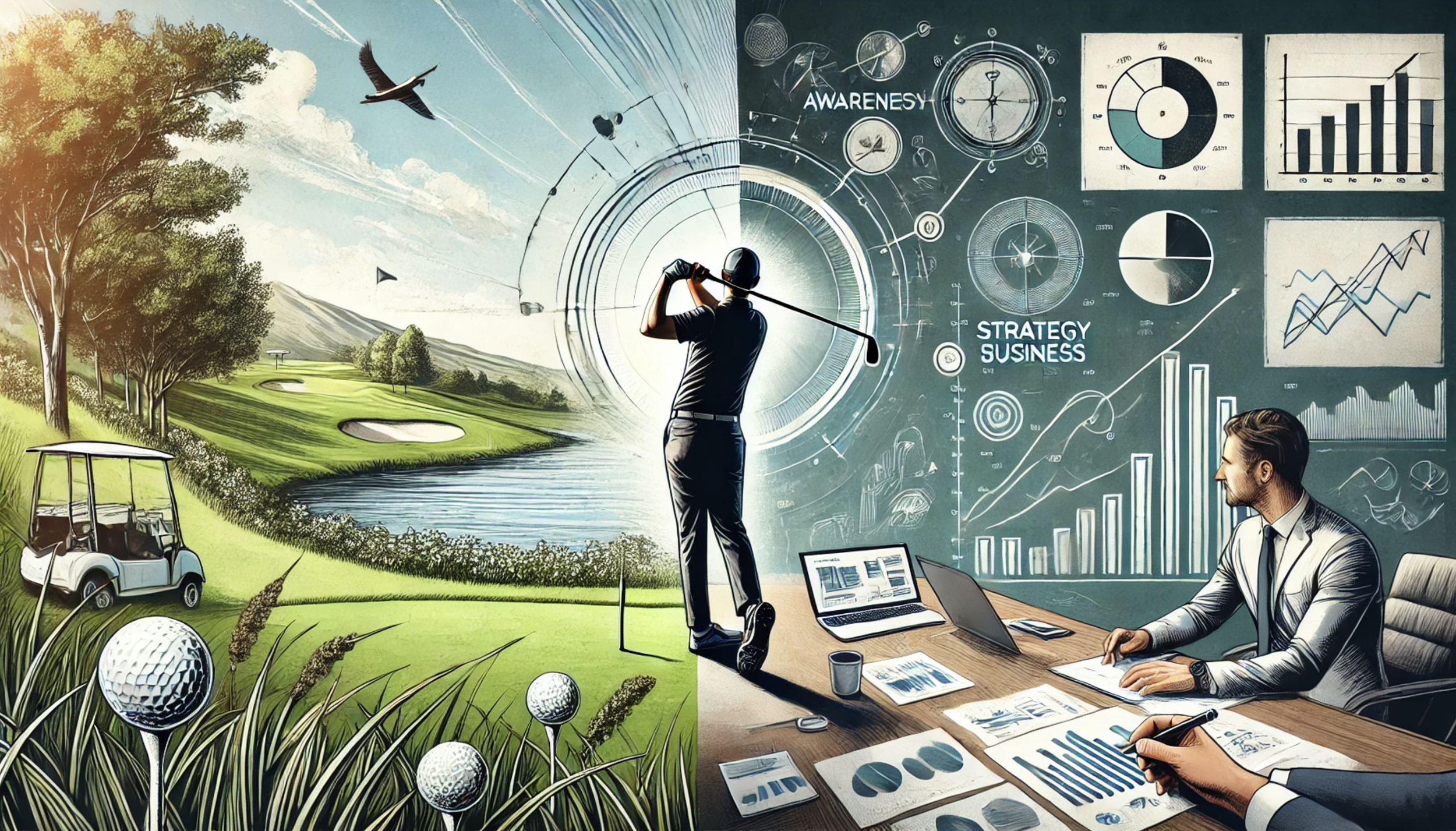 Business golf analysis showing awareness strategy execution framework