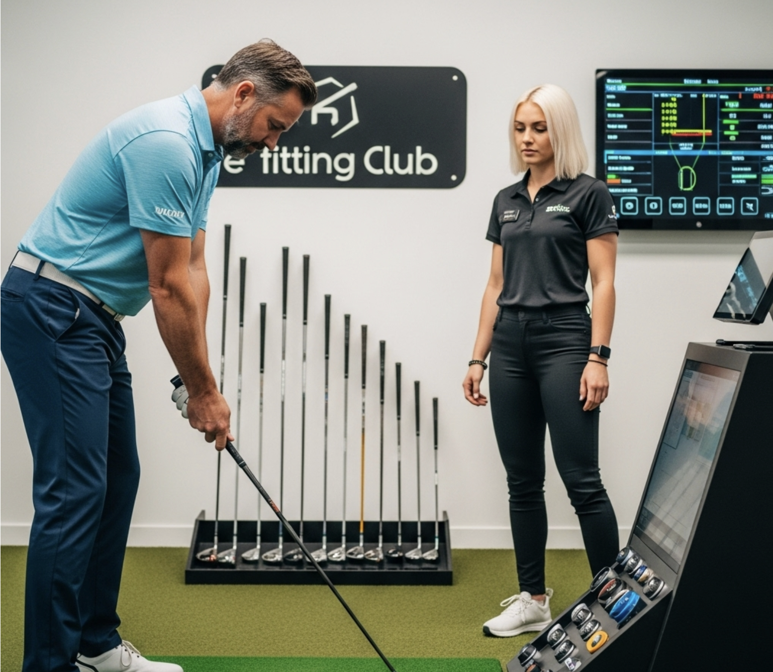 Golf club fitting session with launch monitor data in Austin Texas