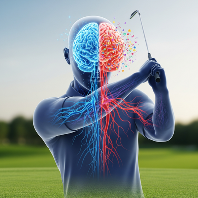 Left brain right brain diagram showing golf mental game balance