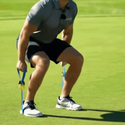 Golfer performing glute and hip exercises for golf swing power