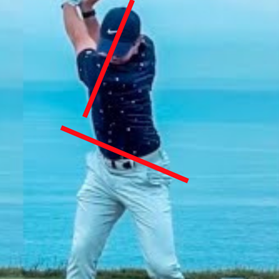 3D motion capture data overlay showing hip and shoulder rotation during a golf swing