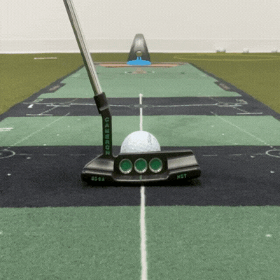 Putting lesson showing hover technique for smoother strokes