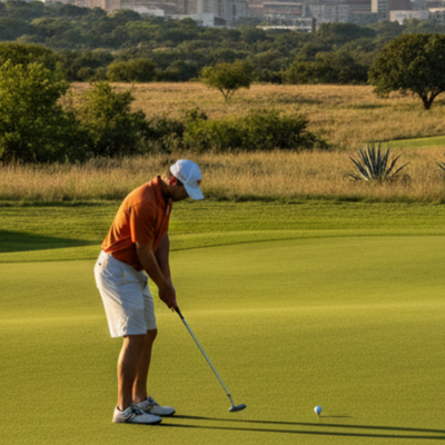 Golfer putting on an Austin Texas green with proper technique and alignment