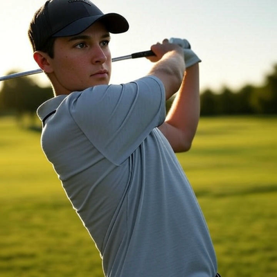 Golfer practicing under pressure conditions at the driving range