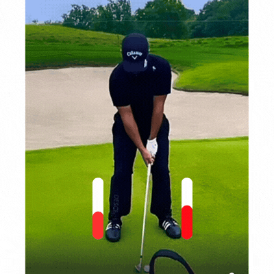 Golf swing pressure shift sequence showing weight transfer from trail to lead foot
