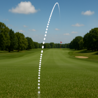 Golf shot ball flight visualized by golfer before swinging