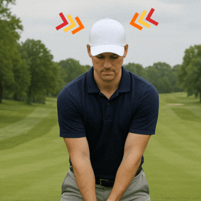 Golfer with quiet head during swing showing freedom within structure at Austin golf lessons