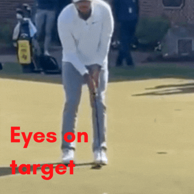 Putting lesson focusing on target for distance control