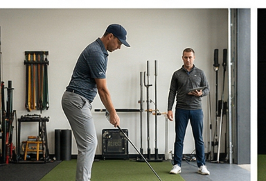 Golf transition timing with left leg and hip crease movement at ATX Golf Performance Austin