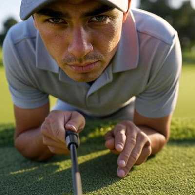 Golfer over a short putt focusing on process instead of outcome